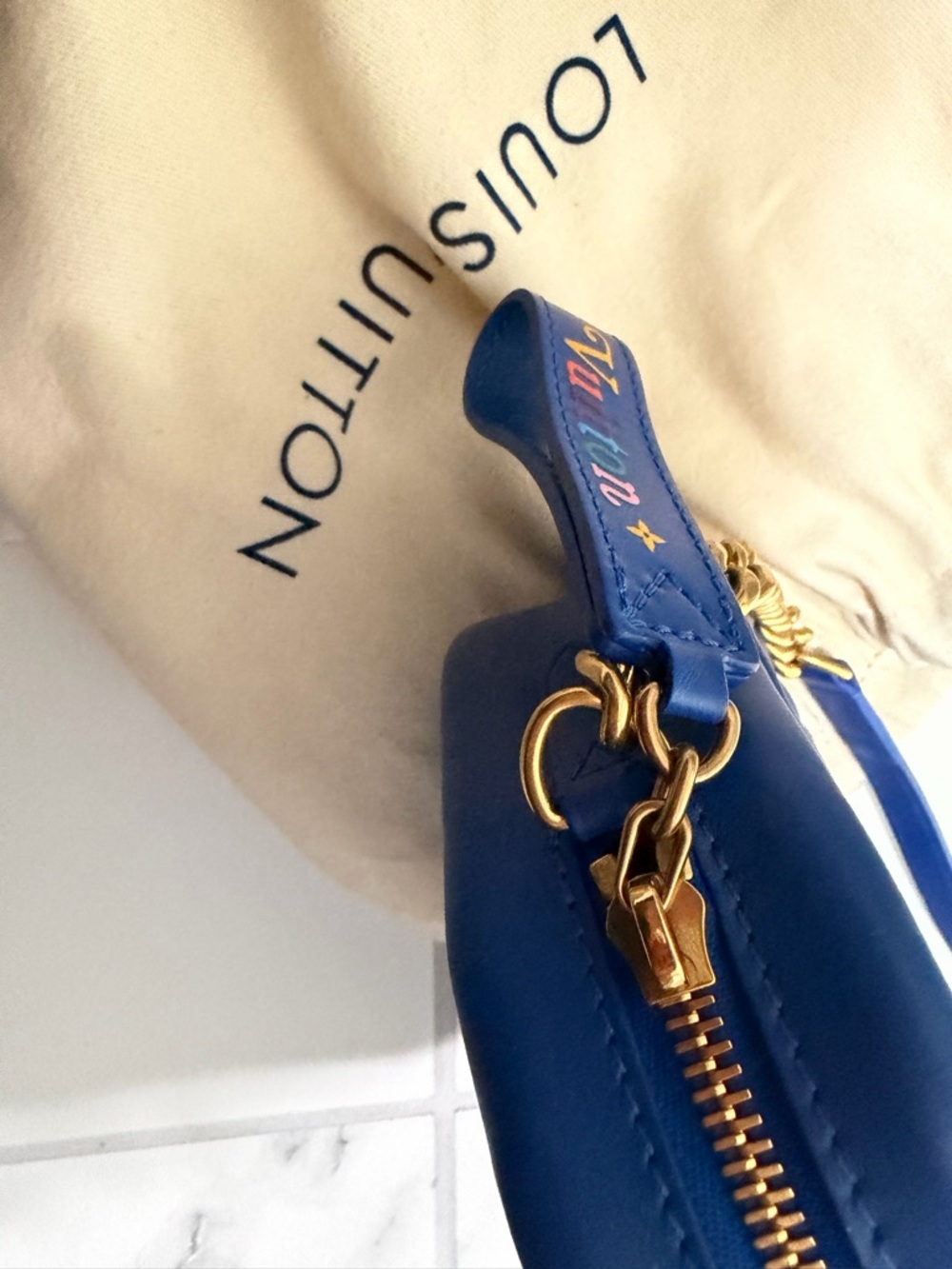 Louis Vuitton Cobalt Quilted Camera Crossbody Bag with Gold Hardware - Picture 4 of 7